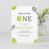 Tennis-Themenkid: Einladung zum 1. Geburtstag (Stehend Vorderseite)