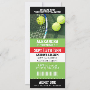 Tennis-Ticket-Geburtstag Einladung