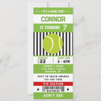 Tennis Ticket Pass Einladung zum Geburtstag
