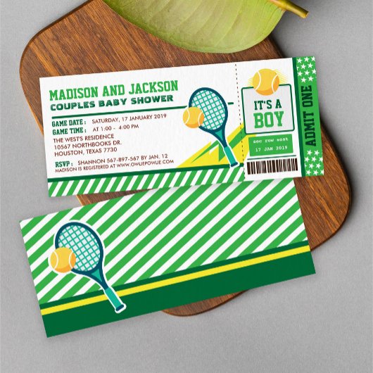 Tennis Ticket Pass Paare Kinderdusche Einladung