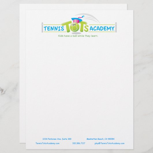 Tennis Tots Academy - Vorlage für Briefkopf (Vorne/Hinten)