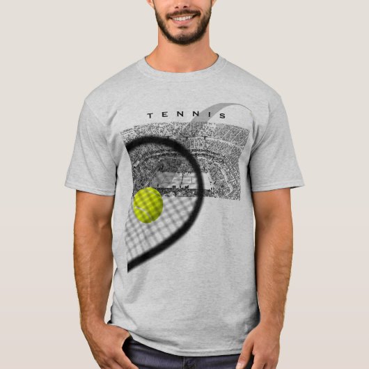 Tennis Tournament With Racket Hitting Ball T-Shirt (Vorderseite)