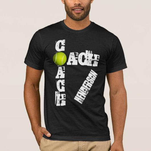 Tennis-Trainergrunge-individueller Name T-Shirt (Vorderseite)