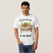 Tennis Turkey Erntedank lustiger Cartoon niedlich T-Shirt (Vorne ganz)