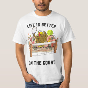 Tennis Turkey Erntedank lustiger Cartoon niedlich  T-Shirt