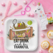 Tennis Turkey Erntedank lustiger Cartoon niedliche Pappteller (Party)