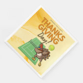 Tennis Turkey Erntedank lustiger Cartoon Serviette (Ecke)