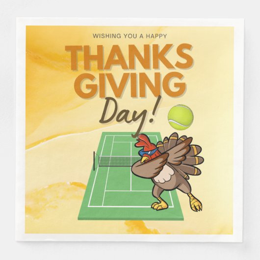 Tennis Turkey Erntedank lustiger Cartoon Serviette (Vorderseite)