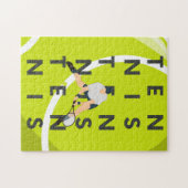 Tennis Typografie Text & Player Silhouette Kinder  Puzzle (Horizontal)