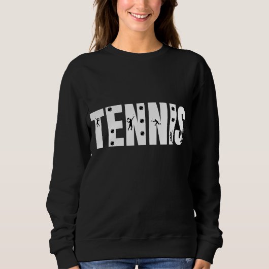 Tennis Typografie Text Schwarz & Weiß Cool Modern Sweatshirt (Vorderseite)