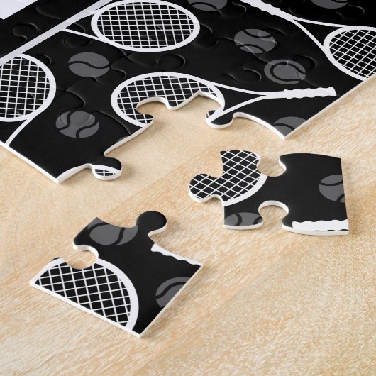 Tennis Typografie Text Schwarzweiß Coole Geschenke Puzzle (Seite)