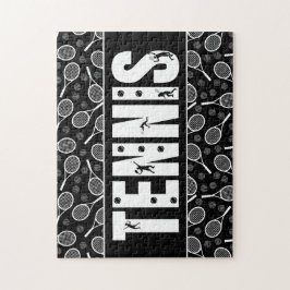 Tennis Typografie Text Schwarzweiß Coole Geschenke Puzzle