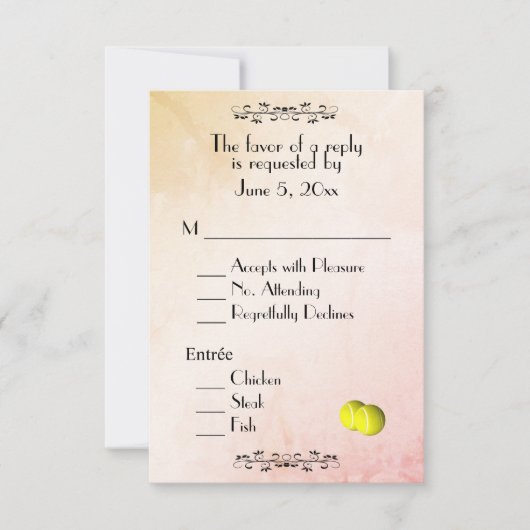 Tennis UAWG mit Menü RSVP Karte (Vorderseite)