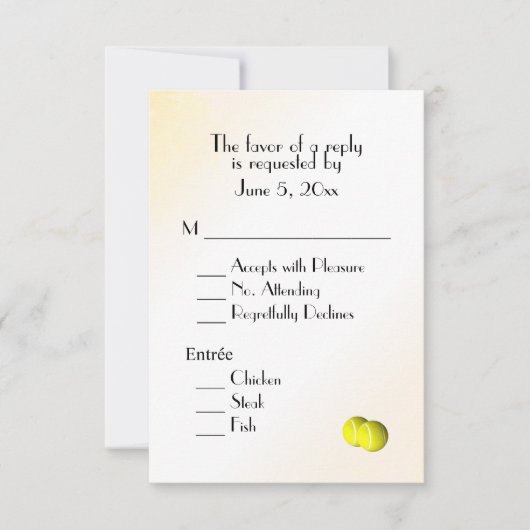 Tennis UAWG mit Menü RSVP Karte (Vorderseite)