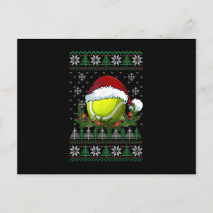 Tennis Ugly Christmas Weihnachtsmannmütze Pajamas  Ankündigungspostkarte