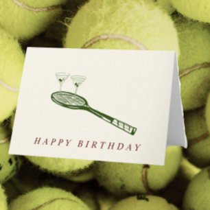 Tennis und Martini Geburtstagkarte Dankeskarte