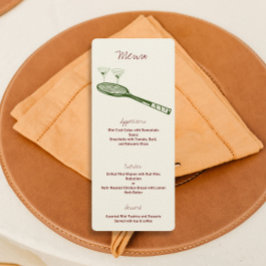 Tennis und Martini-Party Menükarte