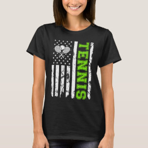 Tennis-US-Flagge Vintage-Retro-Tennisspieler T-Shirt