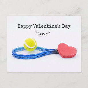 Tennis Valentinstag mit Ballschläger und Liebe Postkarte