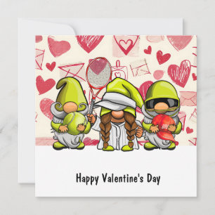 Tennis Valentinstag mit Herzen Liebesurlaub Ca Feiertagskarte