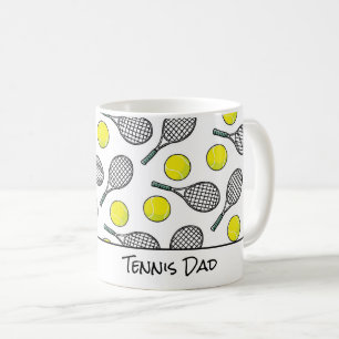 Tennis Vater Mama Balls Racquetball Gelbes Schwarz Kaffeetasse