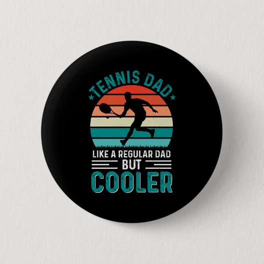 Tennis Vater Retro Sunset Button (Vorderseite)