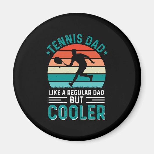 Tennis Vater Retro Sunset Magnet (Vorne)