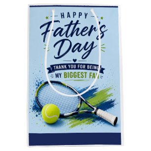 Tennis Vater-Tag für Papa Blaue Wasserfarbe Mittlere Geschenktüte