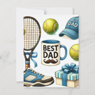 Tennis Vater Vatertag mit Racket und Ball Postkarte