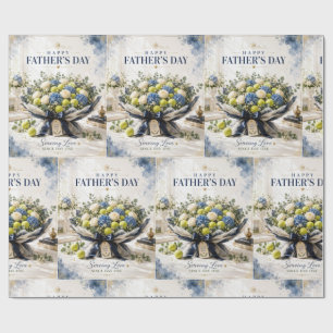 Tennis  Vatertag mit Schläger und Blumen Geschenkpapier