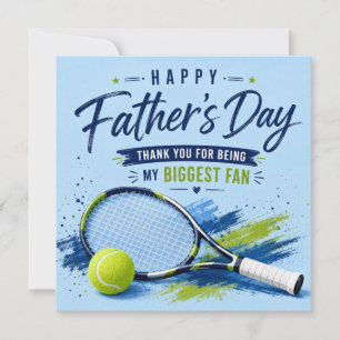 Tennis-Vatertagskarte für Papa Blaue Wasserfarbe  Feiertagskarte