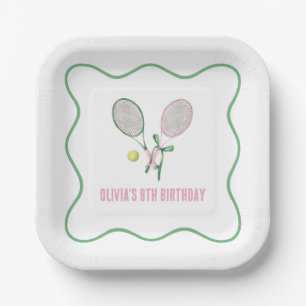 Tennis-Vorbereitung Karo Geburtstag Pappteller