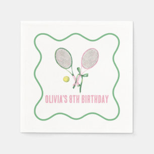 Tennis-Vorbereitung Karo Geburtstag Serviette