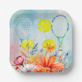 Tennis Watercolor für Player Paper-Teller Pappteller (Vorderseite)