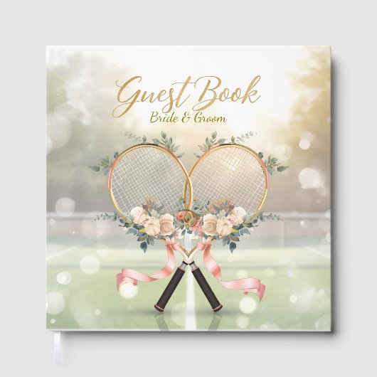 Tennis Wedding Guest Book – Floral Racket Gästebuch (Vorderseite)