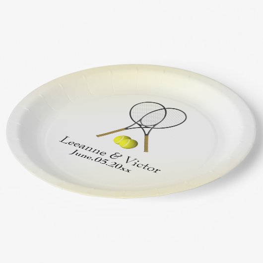 Tennis Wedding Personalisiert Pappteller (Schrägansicht)