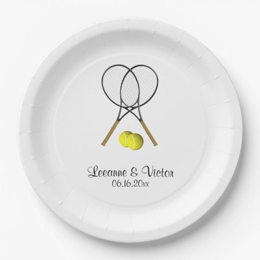 Tennis Wedding Personalisiert Pappteller (Vorderseite)
