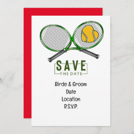 Tennis Wedding Save the Date mit Ball und Schläger Einladung