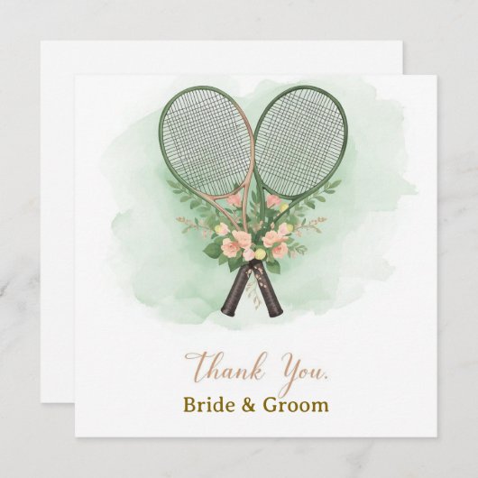 Tennis Wedding Thank You Card Dankeskarte (Vorne/Hinten)