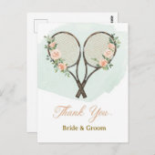Tennis Wedding Thank You Card  Postkarte (Vorne/Hinten)