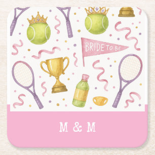Tennis Wedding Thema für Bachelorette Bridal Bride Rechteckiger Pappuntersetzer