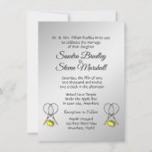 Tennis Wedding Thema Silberne Einladungen (Vorderseite)