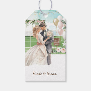Tennis Wedding themed Braut und Bräutigam am Court Geschenkanhänger