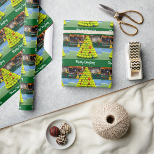 Tennis-Weihnachten Festlicher Ball Weihnachtsthem Geschenkpapier
