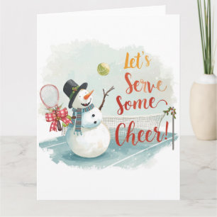 Tennis Weihnachten Festlicher Schneemann Karte