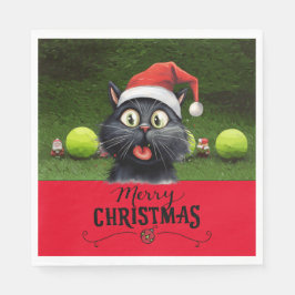 Tennis Weihnachten für den Spieler, der Cat Lieben Serviette