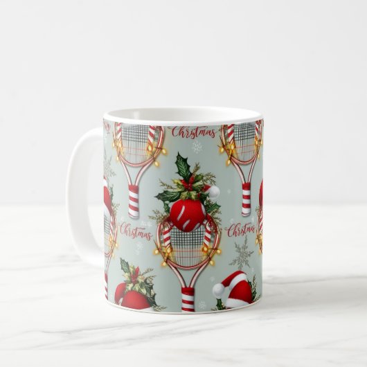Tennis-Weihnachten Kaffeetasse (Vorderseite Links)