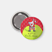 Tennis Weihnachten mit Ball und Racket Weihnachtsm Magnet (Vorderseite/Rückseite)