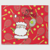 Tennis Weihnachten mit dem Weihnachtsmann Geschenkpapier (Flach)