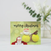 Tennis Weihnachten mit dem Weihnachtsmann Postkarte (Stehend Vorderseite)